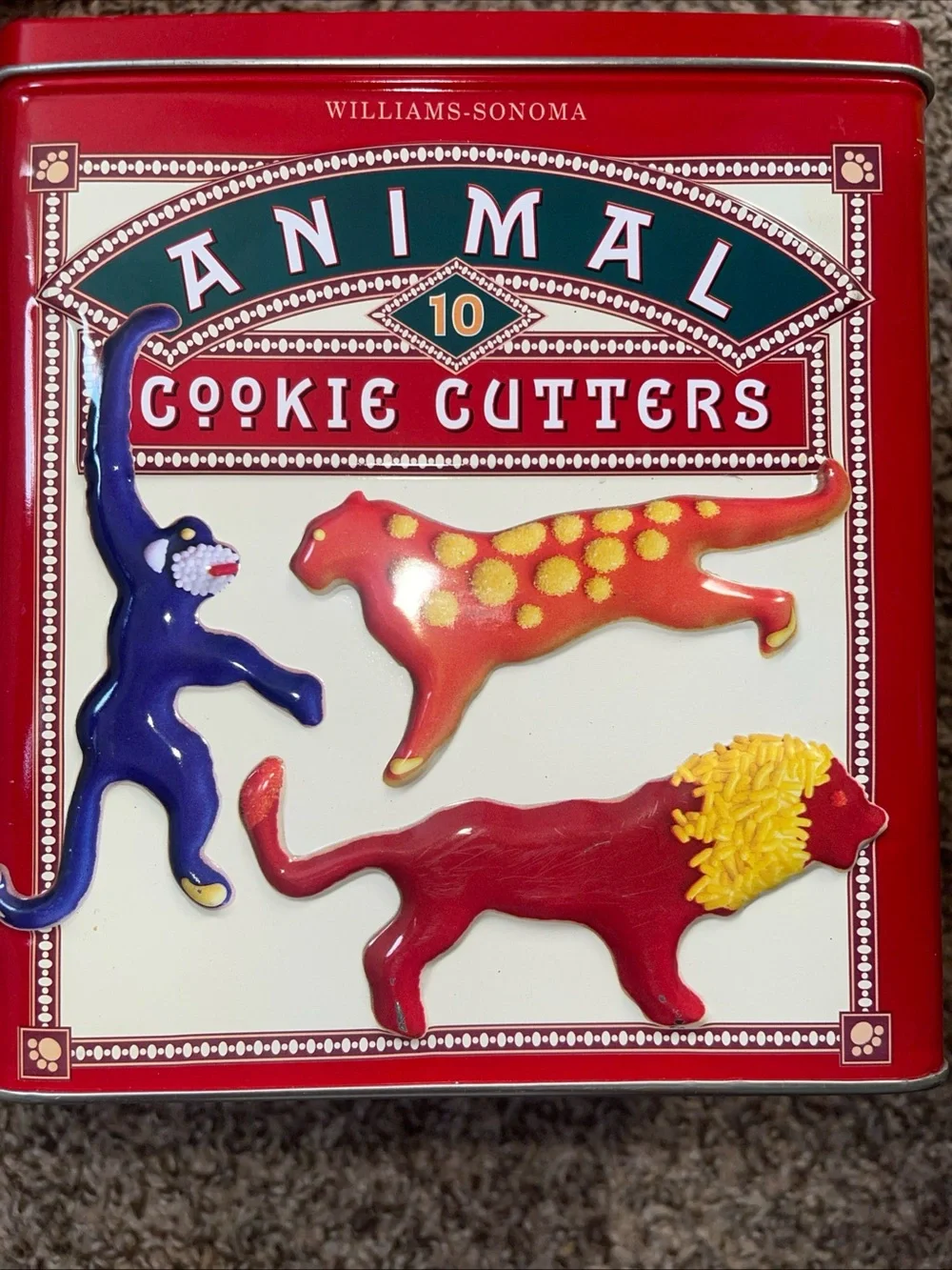 Williams-Sonoma Red Animal Cookie Cutters Tin